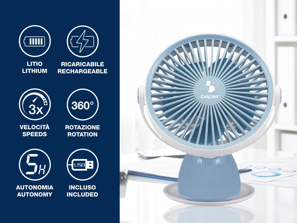 CL Distribution - Mini ventilateur rechargeable à